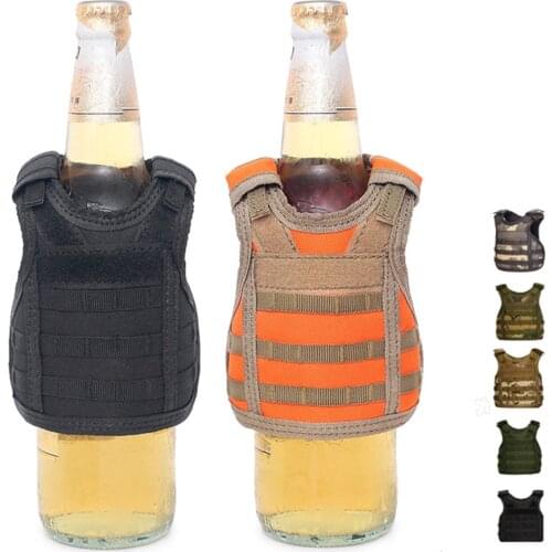 Beer Bottle Cover Mini Tactical Vest Birthday Party Tool Military Molle Hunting Vest Personal Bottle Drink Set Shoulder Straps