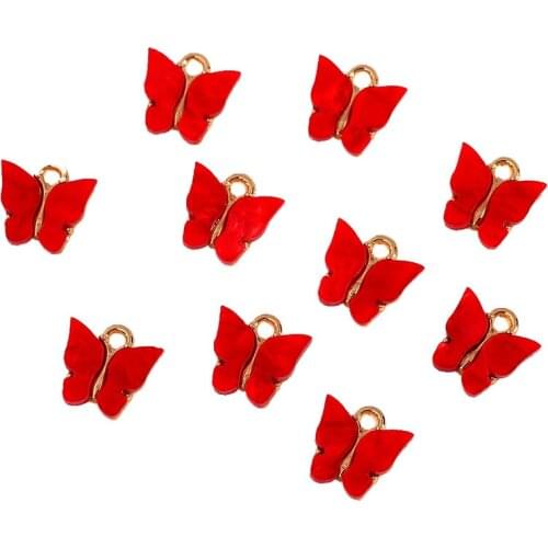 10Pcs 13x13mm Acrylic Butterfly Charms Gold Silver Color Metal Cute Insect Handmade Making Pendant Accessories DIY Earring Craft