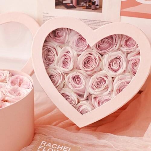 2Pcs/Set Flower Box Heart Shaped Hot Stamping Paper Florist Packaging Rose Gift Case for Party