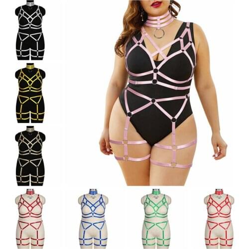 Body Harness Cage Bra 2pc Sexy Charm Erotic Lingerie Goth Fat Female Chest Sculpting Plus Size Garter Belt For Stockings Outfit