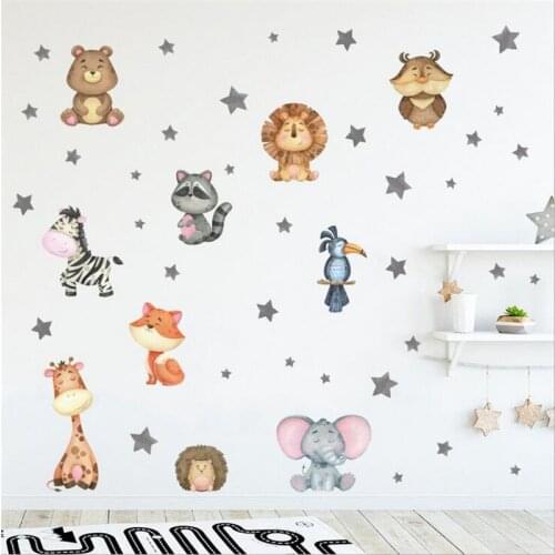 2 Style Cartoon Forest Tree Animal Wall Stickers Elephant Giraffe DIY for Childrens Bedroom Decoration Pvc Stickers Home Decor