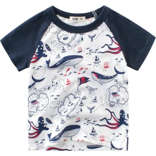 2021 New Summer Kids Boys Short Sleeve Ocean T-shirts Tops Clothes Baby Tees Children Clothing Kid Cotton Outfit 2-9Y