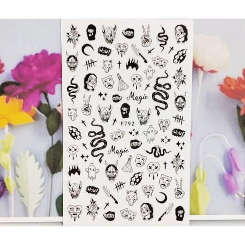 3D Stickers for Nails Grimace Ghost Snake Halloween Design Fashion Manicure Sticker Accessories Cute Cartoon Nail Art Decoration