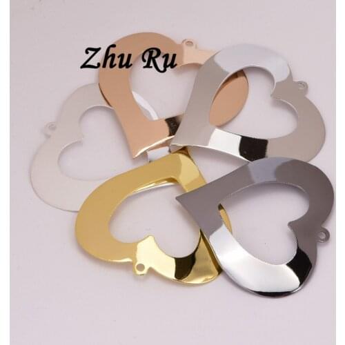 5pcs ZHU RU 39.5*39mm big love heart diy Couples token gifts Charm floating charms For Making Women Jewelry Accessories