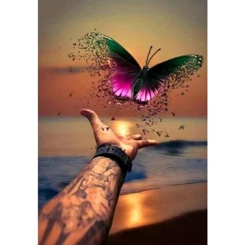 5D Diy Diamond Painting Butterfly On Palm Full Square Round Drill 3D Painting Embroidery Mosaic Art Cross Stitch Home Decor