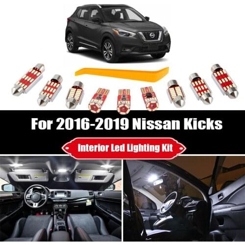 8pcs For 2016 2017 2018 2019 Nissan Kicks White Canbus LED Bulbs Interior Ceiling Reading Dome Light Lamp Kit Car Accessories