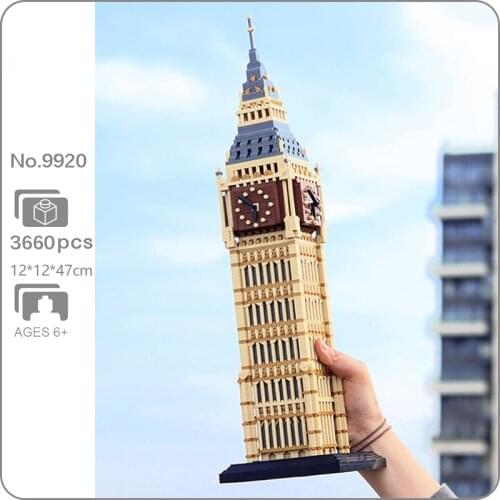 #9920 World Architecture Elizabeth Tower Big Ben 3D Model DIY Mini Diamond Blocks Bricks Building Toy for Children Gift
