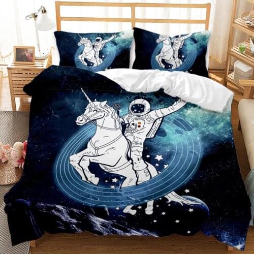 Astronaut and Unicorn duvet cover 2/3 piece set bedspread bedding Unicorn 3D printing childrens bed super duvet cover