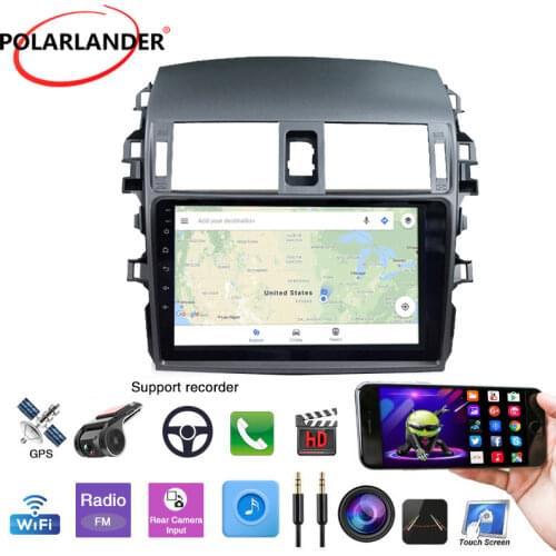 Car Radio 2 Din 9Inch Touch Screen Mirrorlink Bluetooth5.0 Android 9.1 1GB+16GB GPS Navigation WIFI For Toyota Corolla 2009-2013