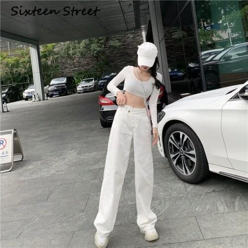 White Baggy Jeans Women Casual Fashion Straight Leg Denim Bottom Harajuku Boyfriend High Waist Long Pants 2020 Korean Y2K Autumn