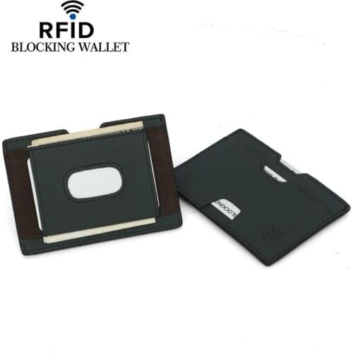 Brand Mini Thin Cowhide Card Holder Genuine Leather Men Wallet RFID Blocking Credit Card Holder Small Wallet Coin Purse