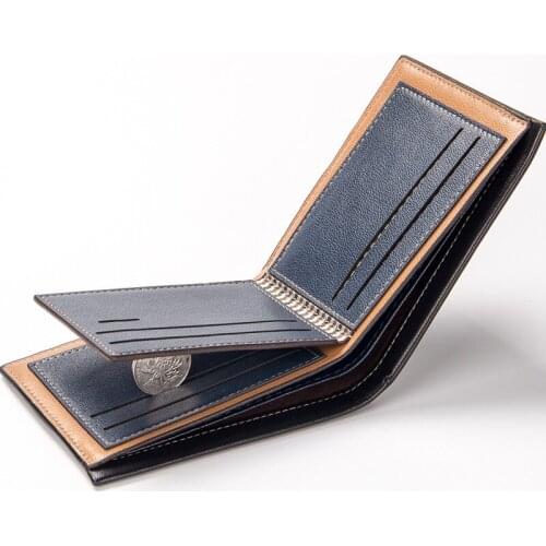 Men Short Wallet Casual PU Leather Male Embossing Wallet Purse Standard Card Holders No Zipper Clutch Bag for Men