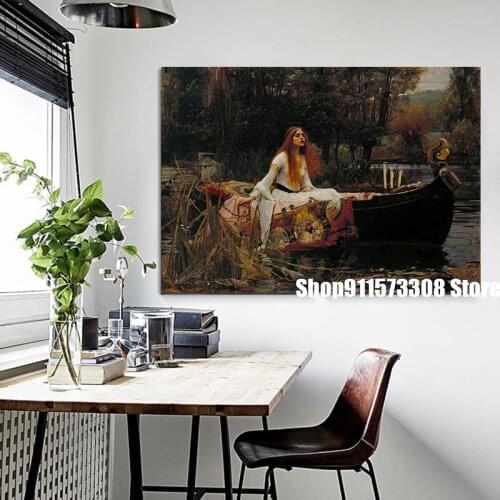 John William Waterhouse: The Lady of Shalott oil paintings canvas art Prints Wall Art For Living Room Bedroom Decor