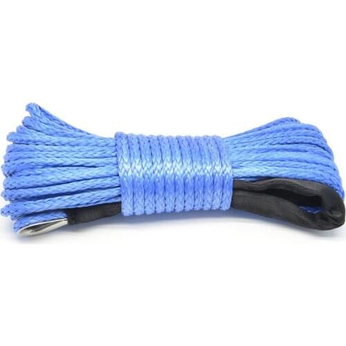 7700lbs Electric Winch Rope Nylon High-strength Fiber 6mmx15m Car Tow Rope Tow Strap Car Wash Maintenance Rope Synthetic Tractio