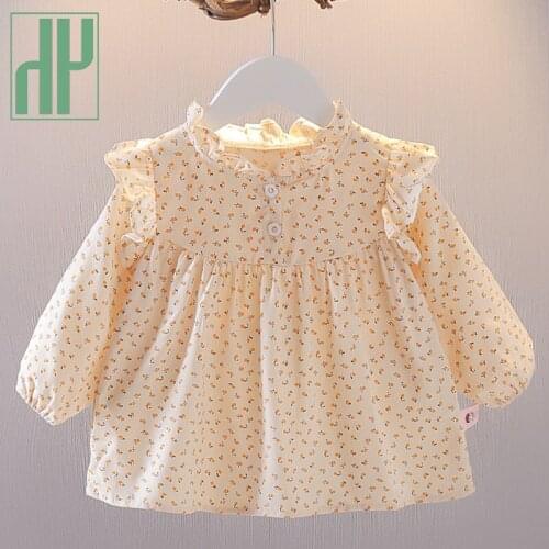 HH 2021 Spring Girls Dress Version Of The New Female Baby Floral Dresses Childrens Cotton Autumn Long-sleeved Dress 1-4 Years