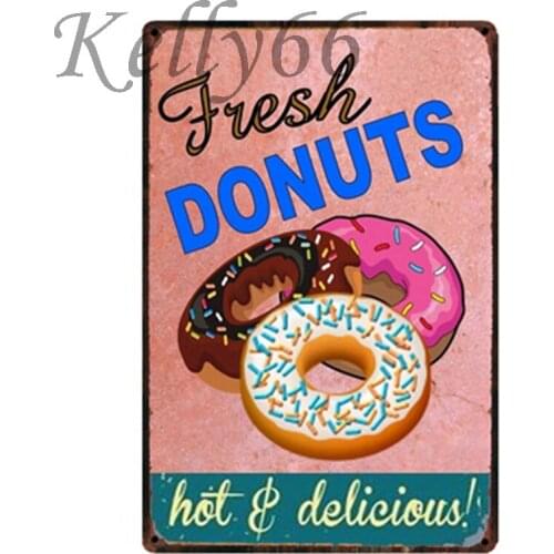 [ Kelly66 ] FRESH DONUTS Metal Sign Home Decor Bar Wall Art Painting 20*30 CM Size y-1515