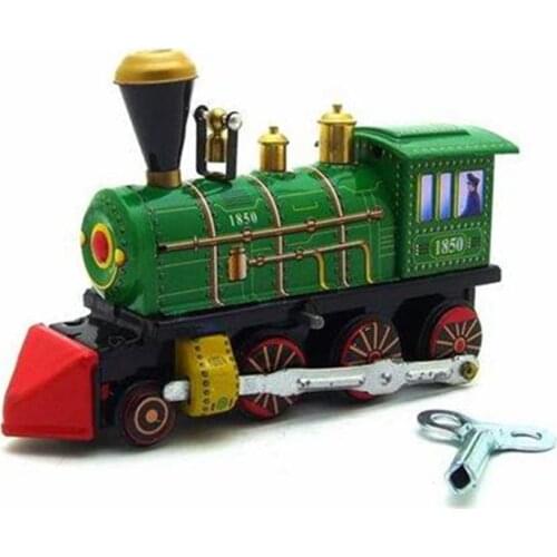 Classic Collectible Vintage Clockwork Wind Up Steam train Photography Children Kids Tin Toys With Key Classic Toy Christmas Gift