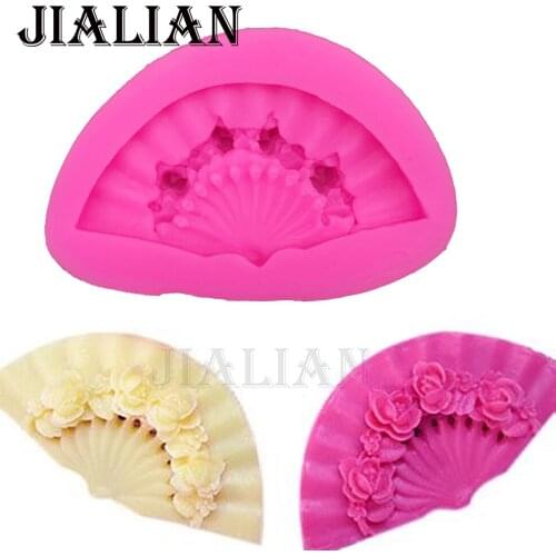 Classical Fan Rose flowers soap mould chocolate cake decorating tools DIY fondant silicone mold kitchen bar supplies T0118