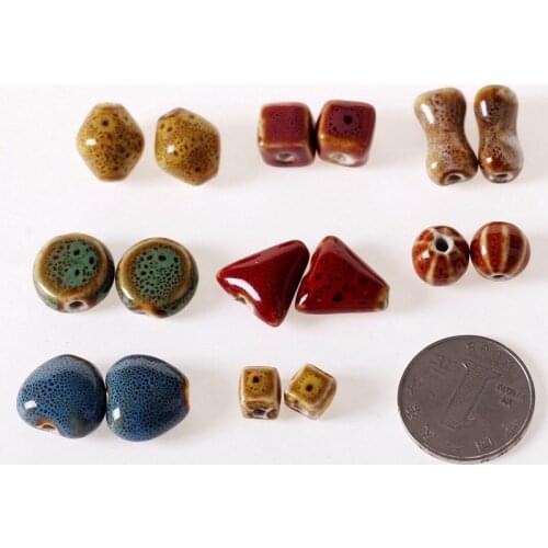 SEA MEW 50 PCS Fashion Ceramic Beads DIY Hole Beads Handmade Porcelain Beads For Jewelry Making