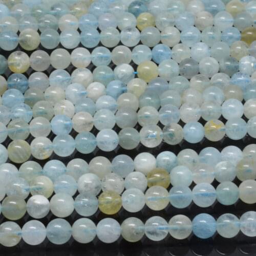 Natural Mixed Color Clean Aquamarine Loose Round Beads 8mm-8.5mm
