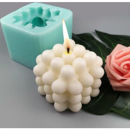 New 3D Bubble Cube Ball Soy Wax Candle Mold DIY Silicone Plaster Decoration Candles Mould Soy Aroma Wax Soap Mold Candle Crafts