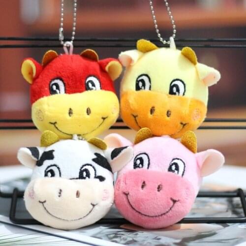 New Stylish cute 8cm plush soft Festive pendant Keychain Zodiac Lucky Cow good quality cartoon toy kids chistmase birthday gift