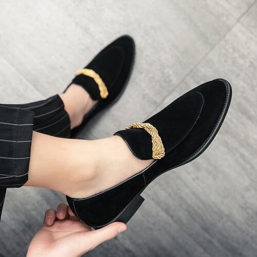 Shoes Men Loafers Black Solid Soft Mens Shoes Casual Slip -On Fashion Breathable Blue Suede Leather moccasins Big Size 48