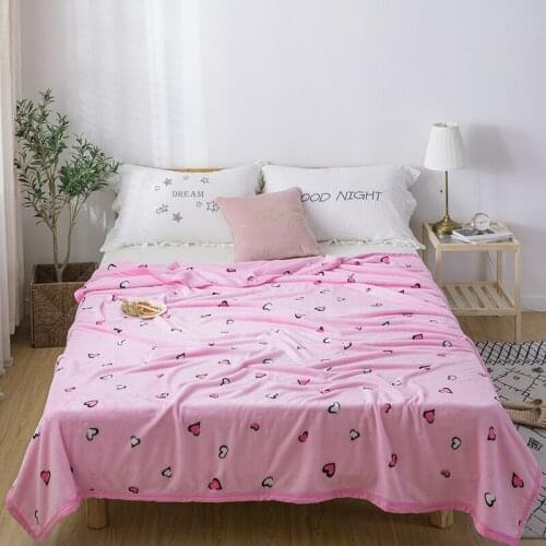 Pink love good quality Blankets Fashion Solid Black Soft Throw Kids Warm Coral Blankets High Quality Flannel For Home Bedroom