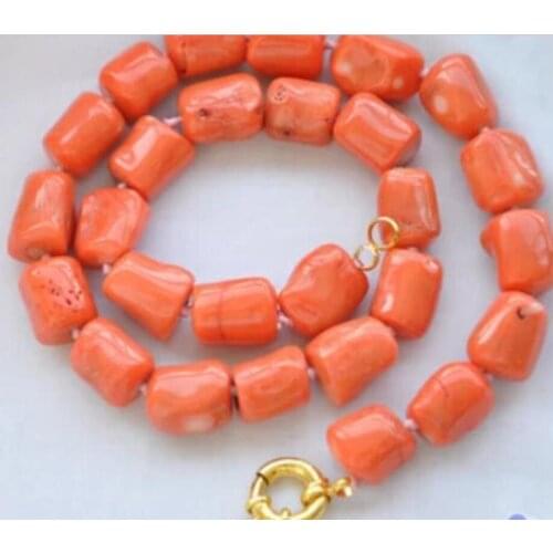 18" 16mm original baroque cylinder pink coral necklace