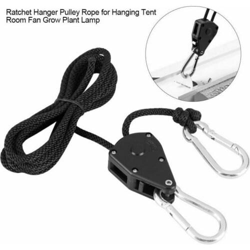 Useful Adjustable 1PCS 1/8" Rope Ratchet Lights Lifters Reflector Led Grow Light Hangers Zinc Alloy Hook Plastic Pulley