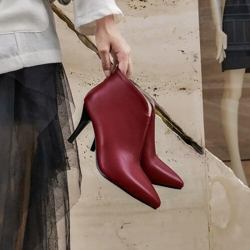 Casual pointy HIGH HEELS SHORT BOOTS large 44 45 46 47 48 slim high heels Martin boots