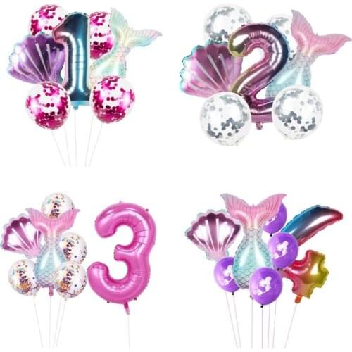 Mermaid Party Balons Decorations 32 inch Number Ballons Birthday Party Supplies Balloon Garland Arch Baby Shower Decoration