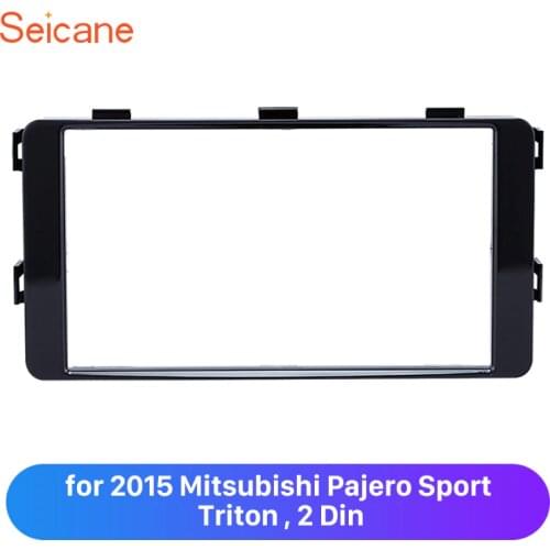 Seicane 2 Din Car Radio Trim Frame Plate for 2015 Mitsubishi Pajero Sport Triton Refitting Panel Kit