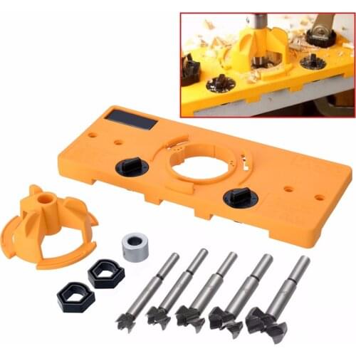 Concealed 35MM Cup Style Hinge Jig Boring Hole Drill Guide + Forstner Bit Wood Cutter Carpenter Woodworking DIY Tools