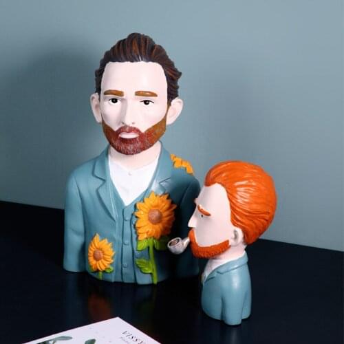 Resin Statue Van Gogh Portraits European Bust Figurines Mini Gypsum Home/Office Desktop Decoration Sculpture Sketch Gifts