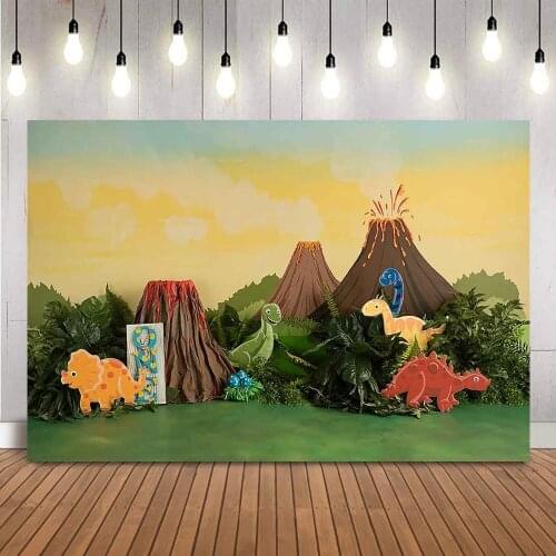 Dinosaur Theme Newborn Birthday Portrait Backdrop for Photography Studio Cake Samsh Volcanic Forest Photo Background Studio prop