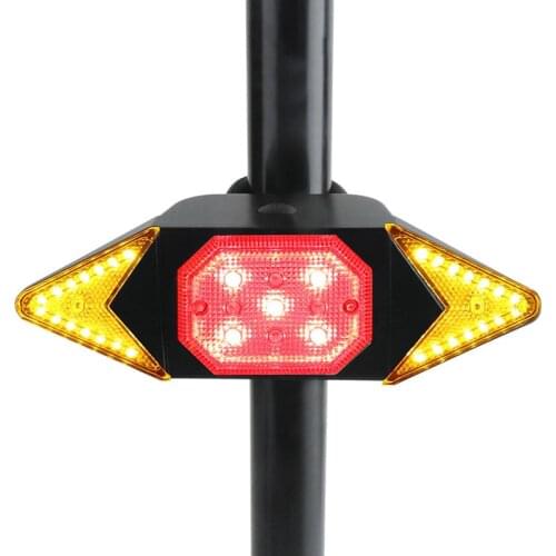 Smart Bike Turning Signal Cycling Taillight Intelligent USB Bicycle Rechargeable Rear Light Remote Control LED Warning Lamp