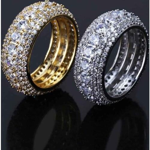 Hip Hop Bling Iced Out CZ Mens Round Rings Street Dance Popular Hiphop DJ NightClub Male Circle Finger Ring Accessories