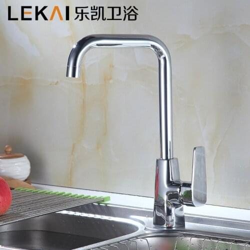 Vertical fine copper kitchen hot and cold mixer faucet single water tank pots stainless steel faucet plumbing hardware wholesale