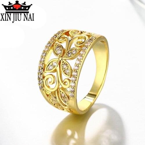 Jewelry Rings for Women Hollow Engagement rose gold Female Flower Gold Color Wedding Jewelry gold jewelry luxury brand ring