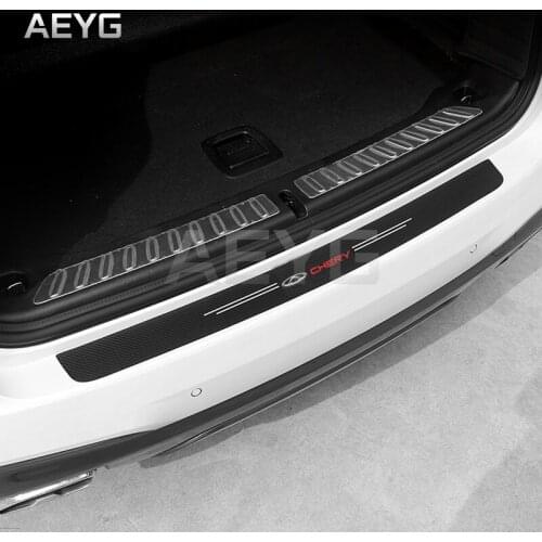 Carbon Fiber Car Rear Bumper Trunk Protective Stickers Car Exterior Film For Chery Fulwin QQ Tiggo 3 5 4 T11 A1 A3 A5 Amulet Kim