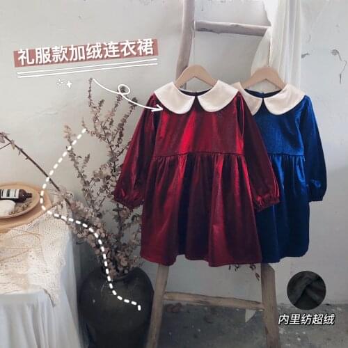 2020 Baby Girl Fashion Dress Autumn Winter Velvet Warm Girls Kids Princess Dresses Children Vestidos Birthday Clothes