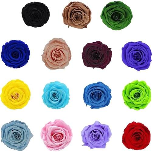 6PCS/BOX 5-6cm Preserved Flowers Rose Flower Immortal Rose Valentines Day Gift Mothers Day DIY Wedding Eternal Life Flower