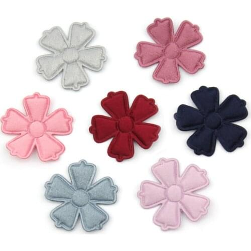 70Pcs 2.2cm Plum Flower Padded Appliques For childrens crafts headwear hair Clip Hat Hairpin patches Decor Ornament Accessories