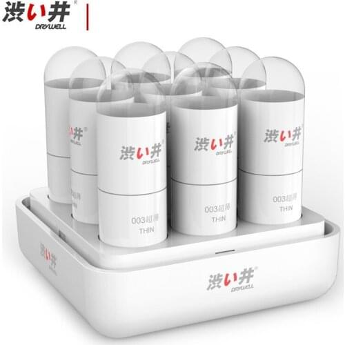 DRY WELL Capsule Condoms Natural Rubber 9PCS Super Ultra Thin Delay Ejaculation Physical Condom Penis Sleeve Male