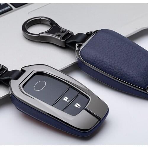 Car Galvanzed Alloy&Leather Key Chain Holder Case Cover For Toyota Hilux Fortuner Land Cruiser Camry RAV4 Aygo Scion 2/3 Button