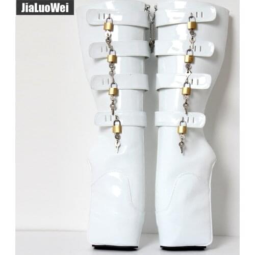 7" Super High Heel Hoof Heelless Sole Lockable Zipper Knee Thigh High Ballet Boots Sexy Ladies Nightclub Shoes Custom Made New