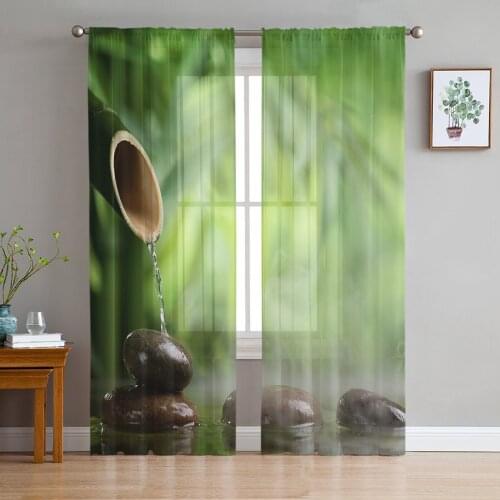 Bamboo Water Stone Curtains For Living Room Luxury Baby Bedroom Tulle Curtains Kitchen Study Room Modern Style Sheer Curtains