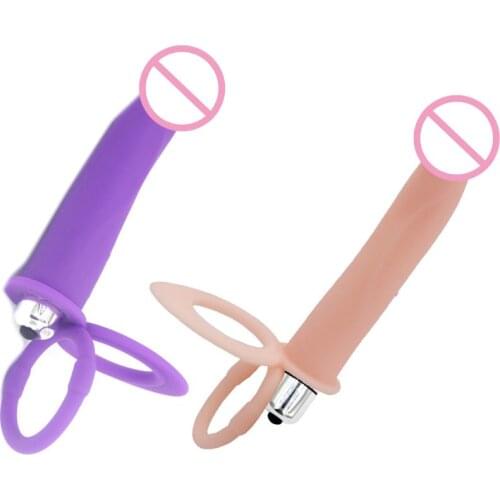 Safety Silicone Double Penetration Vibrator Penis Vibration Dildo Anal Plug Stimulator for Men Adults Erotic Sex Toys