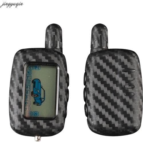 10pcs Carbon Fiber Silicone Key Case For Starline A9 A8 A6 Car Alarm System Two Way Remote Controller LCD Transmitter Keychain